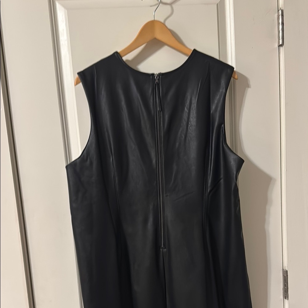 SPANX faux leather Textured Black Dress with Zip Detail